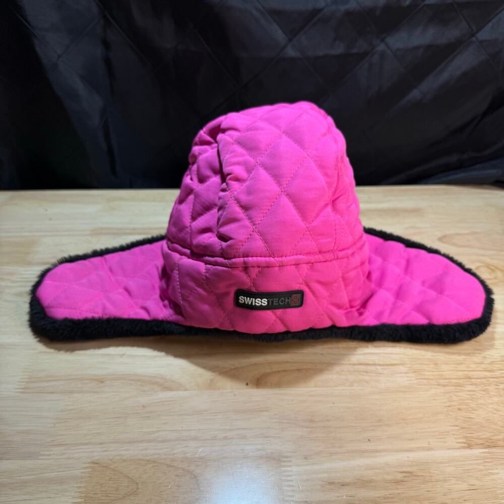 Girls Swiss Tech Pink and Black Winter Trapper Hat Cold outdoor One size